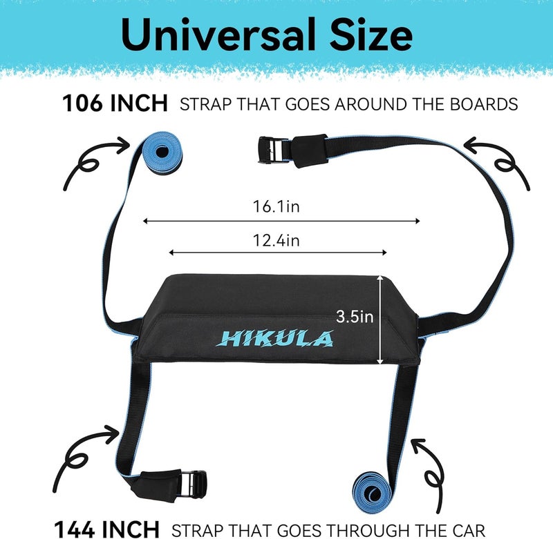HIKULA Surfboard Roof Racks - Premium Surfboard Car Rack Padded Systems for Surf Board Paddle Board & SUP, No Scratch Buckles and Extra-Wide 1.5 in Straps, Easy Setup Any Car, Carries up to 3 Boards - Image 3